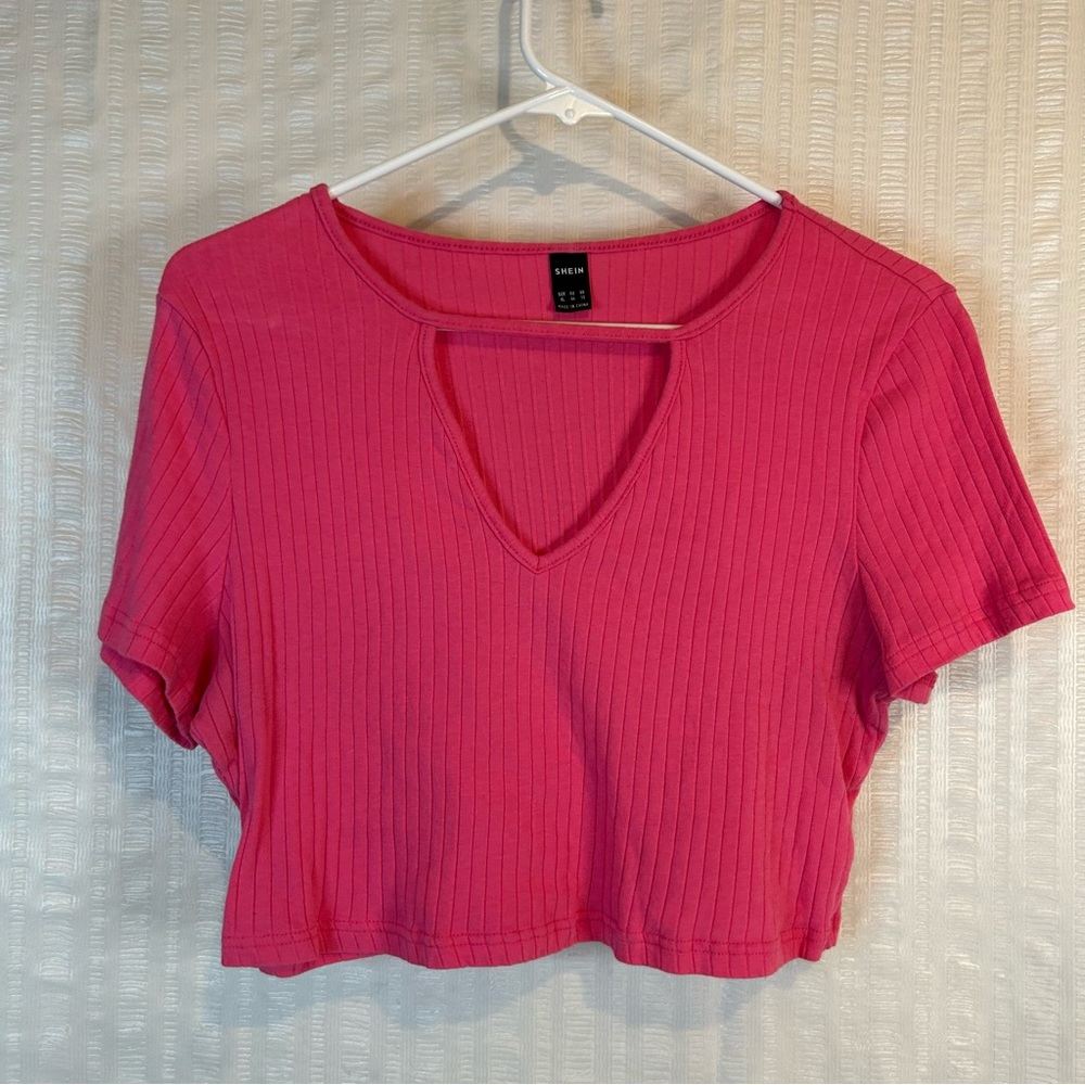 Shein Pink Ribbed Crop Top